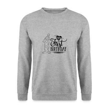 My First Birthday black - Unisex Sweatshirt - salt & pepper - Front - Alina (178cm) & Michal (187cm)
