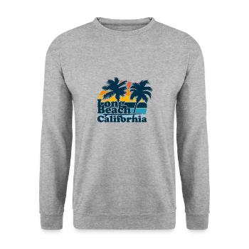 California Retro Surfer Palm Beach Vacances - Sweat-shirt Unisexe - gris chiné - Devant - Alina (178cm) & Michal (187cm)