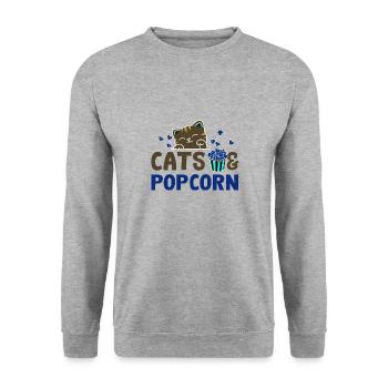 Films de pop-corn et chats ironiques - Sweat-shirt Unisexe - gris chiné - Devant - Alina (178cm) & Michal (187cm)