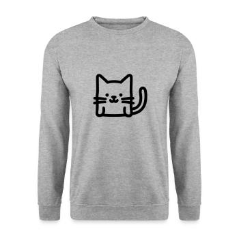 Katze - Unisex Pullover - Weißgrau meliert - Vorne - Alina (178cm) & Michal (187cm)