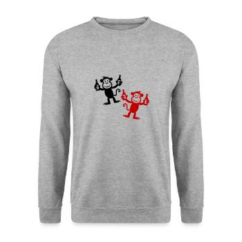 Monkey Bière Drôle De Fête Célibataire - Sweat-shirt Unisexe - gris chiné - Devant - Alina (178cm) & Michal (187cm)