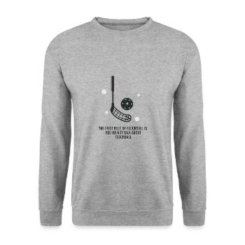 Première règle du floorball de floorball - Sweat-shirt Unisexe - gris chiné - Devant - Alina (178cm) & Michal (187cm)
