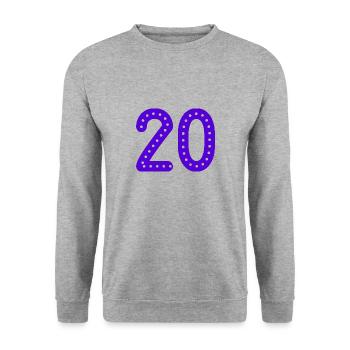 20 ANS. 20e ANNIVERSAIRE. ANNIVERSAIRE 20 ANS. 20 - Sweat-shirt Unisexe - gris chiné - Devant - Alina (178cm) & Michal (187cm)