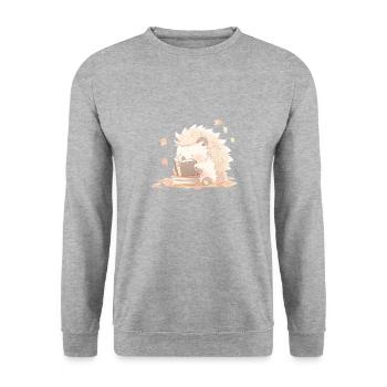 Hedgehog lit des livres - Sweat-shirt Unisexe - gris chiné - Devant - Alina (178cm) & Michal (187cm)