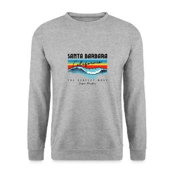 Santa Barbara California Sonnenuntergang Retro - Unisex Pullover - Weißgrau meliert - Vorne - Alina (178cm) & Michal (187cm)