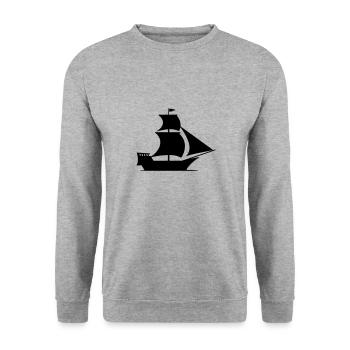 Piratenschiff - Unisex Pullover - Weißgrau meliert - Vorne - Alina (178cm) & Michal (187cm)