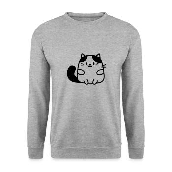 Katze - Unisex Pullover - Weißgrau meliert - Vorne - Alina (178cm) & Michal (187cm)