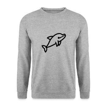 Delfin - Unisex Pullover - Weißgrau meliert - Vorne - Alina (178cm) & Michal (187cm)