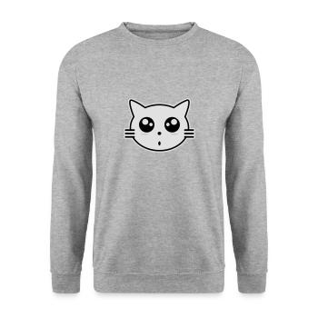chat - Sweat-shirt Unisexe - gris chiné - Devant - Alina (178cm) & Michal (187cm)