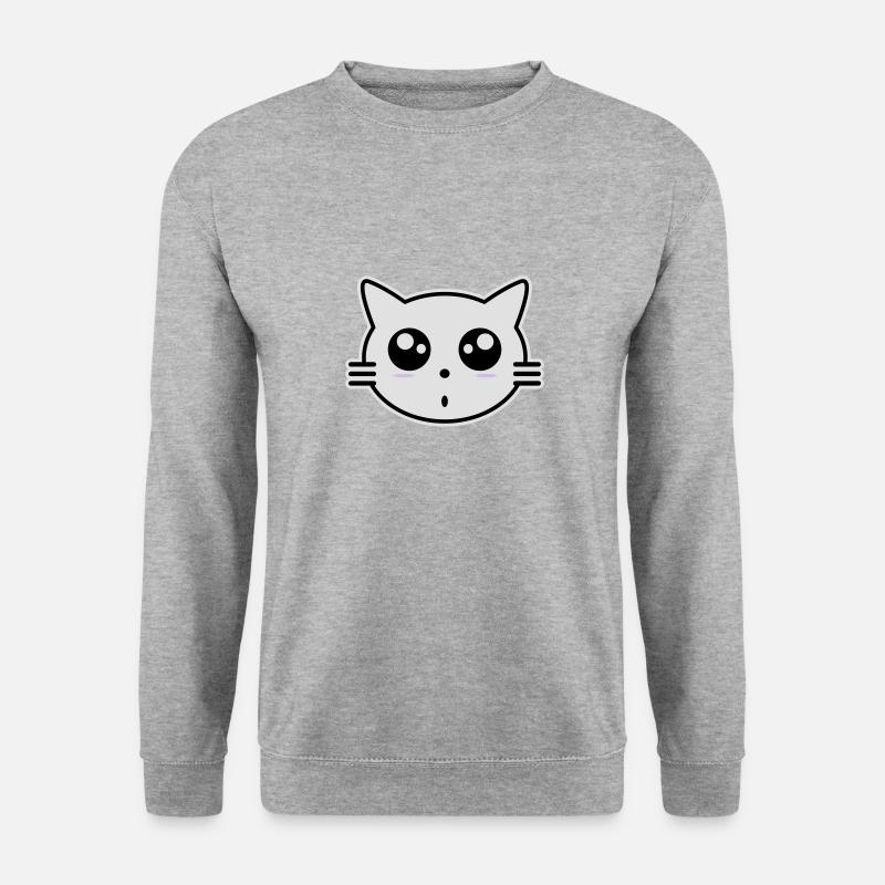 Katze - Unisex Pullover - Weißgrau meliert