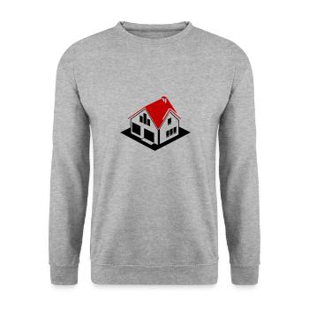 Haus Immobilie Logo - Unisex Pullover - Weißgrau meliert - Vorne - Alina (178cm) & Michal (187cm)