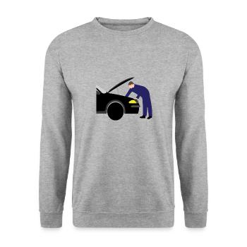 mechanic Automeachinker Werkstatt 3 687 - Unisex Pullover - Weißgrau meliert - Vorne - Alina (178cm) & Michal (187cm)