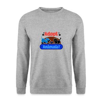 Adoptieren Tiere retten Katzen Hunde Tierheim - Unisex Pullover - Weißgrau meliert - Vorne - Alina (178cm) & Michal (187cm)