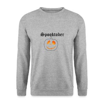 Spooktober Kürbis - Unisex Pullover - Weißgrau meliert - Vorne - Alina (178cm) & Michal (187cm)