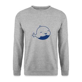 Baby Whale - Unisex Sweatshirt - salt & pepper - Front - Alina (178cm) & Michal (187cm)