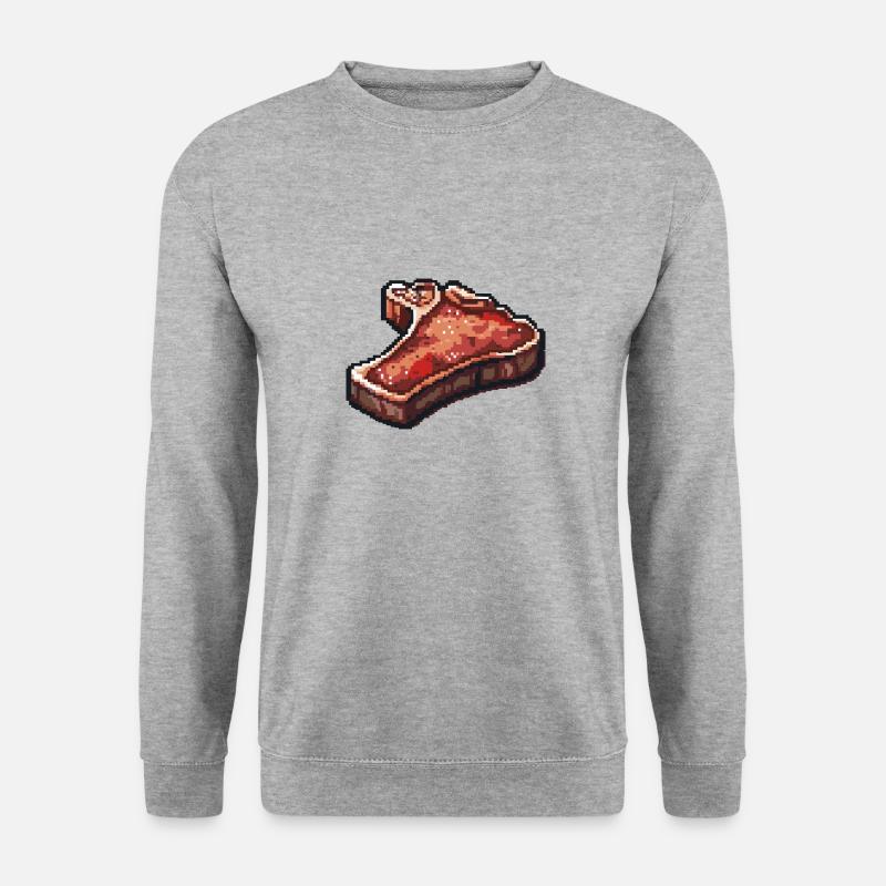 Steak Filet Pixel Symbol - Unisex Pullover - Weißgrau meliert