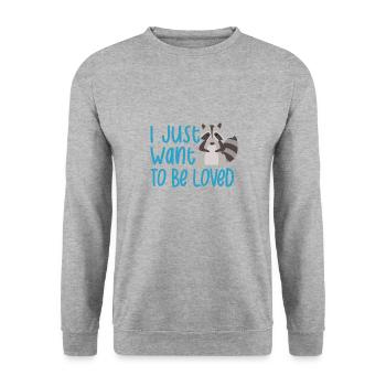 Aimer les ratons laveurs, dicton ironique, mignon - Sweat-shirt Unisexe - gris chiné - Devant - Alina (178cm) & Michal (187cm)