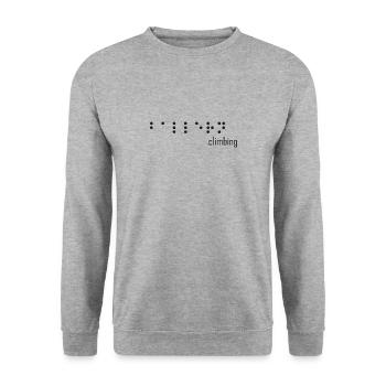 logo braille - Unisex Pullover - Weißgrau meliert - Vorne - Alina (178cm) & Michal (187cm)