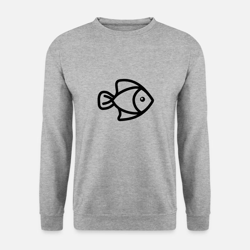Fisch - Unisex Pullover - Weißgrau meliert