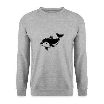 Delfin - Unisex Pullover - Weißgrau meliert - Vorne - Alina (178cm) & Michal (187cm)