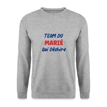 team du marié - Sweat-shirt Unisexe - gris chiné - Devant - Alina (178cm) & Michal (187cm)