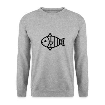 fish - Unisex Sweatshirt - salt & pepper - Front - Alina (178cm) & Michal (187cm)