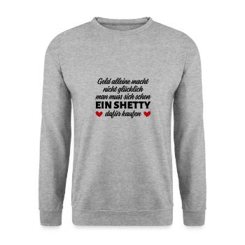 Shetlandpony Pferde Reiten Pony Geschenkidee - Unisex Pullover - Weißgrau meliert - Vorne - Alina (178cm) & Michal (187cm)