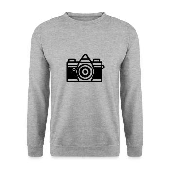 Kamera - Unisex Pullover - Weißgrau meliert - Vorne - Alina (178cm) & Michal (187cm)