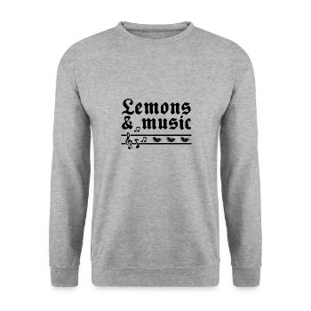 Lemons and Music Notes Musician Clef Lemonade - Unisex Sweatshirt - salt & pepper - Front - Alina (178cm) & Michal (187cm)