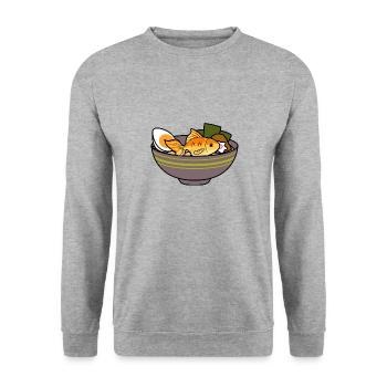 Goldfish Swimming in Ramen Ironic Japanese Food - Unisex Sweatshirt - salt & pepper - Front - Alina (178cm) & Michal (187cm)