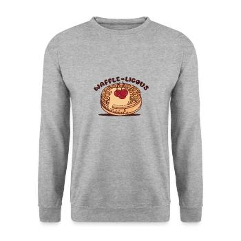 Waffeln mit Sirup Dessert Waffle Chef - Unisex Pullover - Weißgrau meliert - Vorne - Alina (178cm) & Michal (187cm)