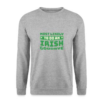 Am ehesten wird ich ein irisches Abschiedsspiel machen Lustiges Zitat - Unisex Pullover - Weißgrau meliert - Vorne - Alina (178cm) & Michal (187cm)