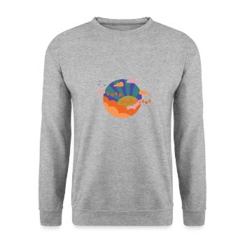 Bonnes vibrations - Idée cadeau - Bonne humeur - Sweat-shirt Unisexe - gris chiné - Devant - Alina (178cm) & Michal (187cm)