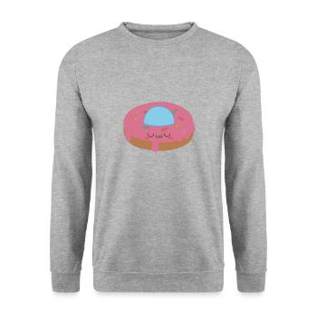 Ufo Donut - Unisex Pullover - Weißgrau meliert - Vorne - Alina (178cm) & Michal (187cm)