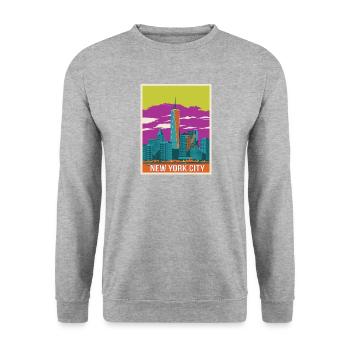 New York - Sweat-shirt Unisexe - gris chiné - Devant - Alina (178cm) & Michal (187cm)