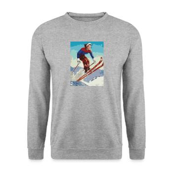 ski - Unisex Sweatshirt - salt & pepper - Front - Alina (178cm) & Michal (187cm)