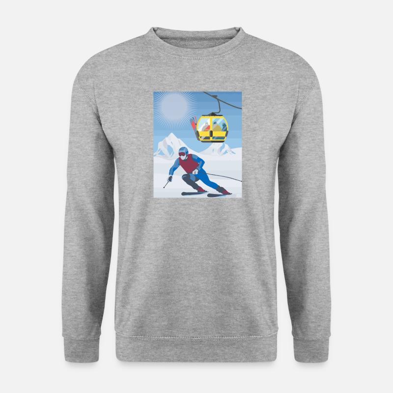 Ski - Unisex Pullover - Weißgrau meliert