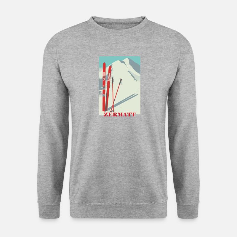 Ski - Unisex Pullover - Weißgrau meliert