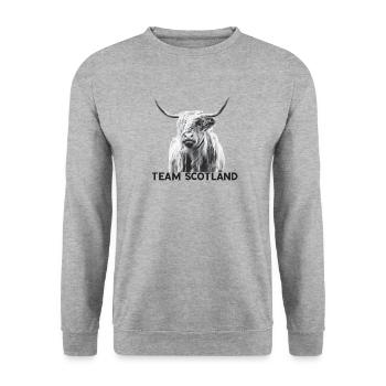 I love Scotland - Unisex Pullover - Weißgrau meliert - Vorne - Alina (178cm) & Michal (187cm)