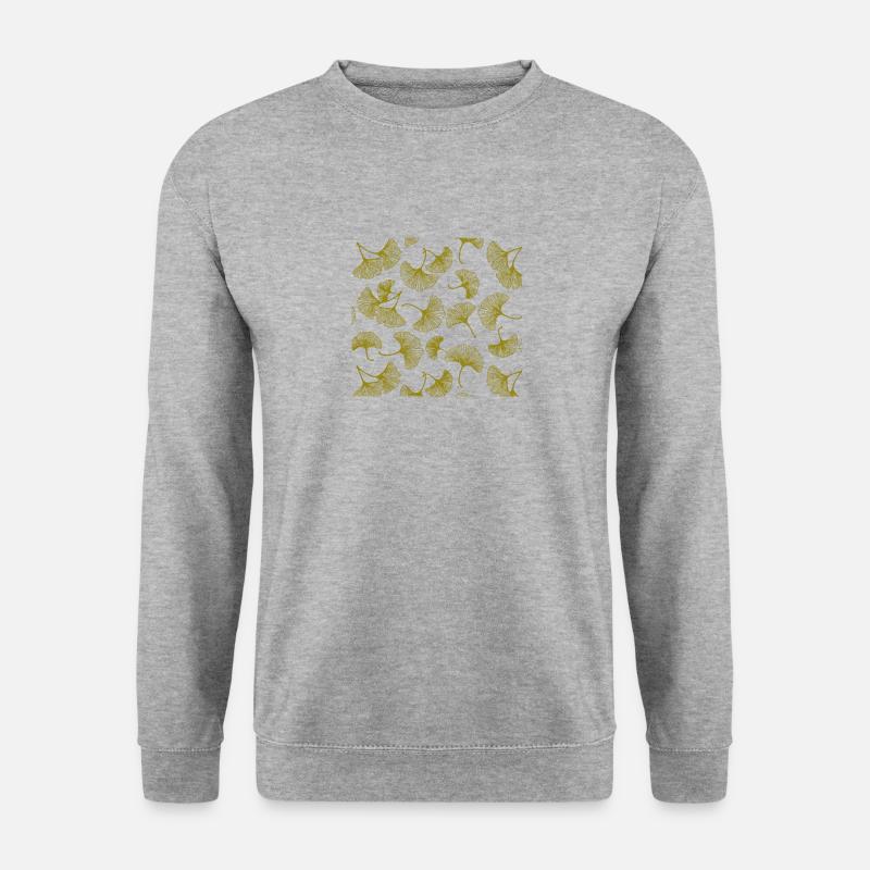 Gingko Leaves - Unisex Pullover - Weißgrau meliert