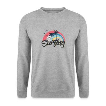 Surfing - Unisex Pullover - Weißgrau meliert - Vorne - Alina (178cm) & Michal (187cm)