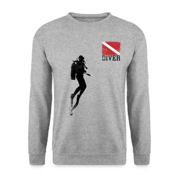 Diver Flag Sub snorkeling scuba dive diving - Unisex Sweatshirt - salt & pepper - Front - Alina (178cm) & Michal (187cm)