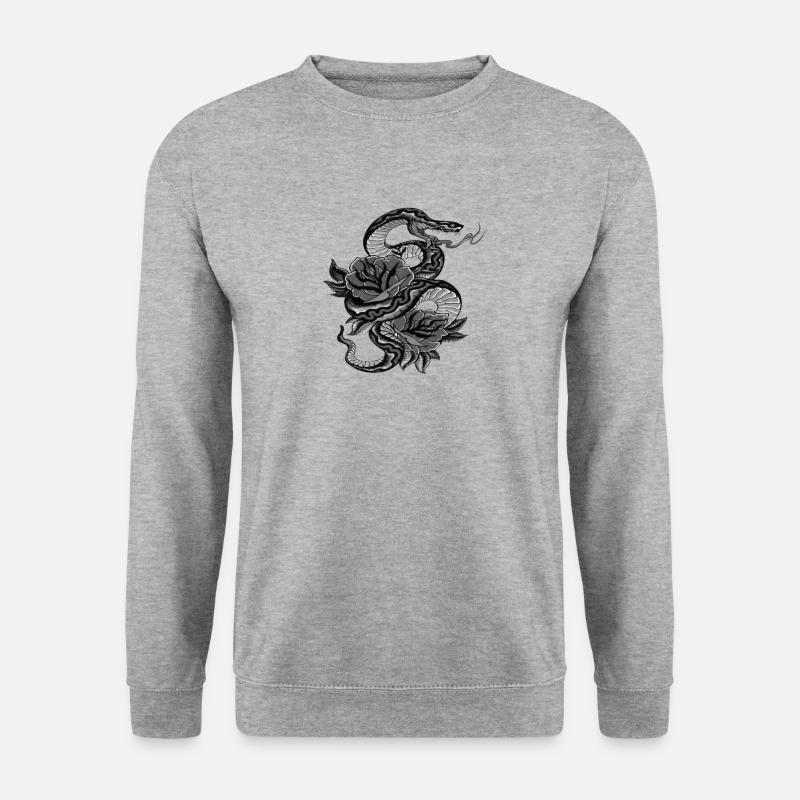 Japanische Schlange - Unisex Pullover - Weißgrau meliert