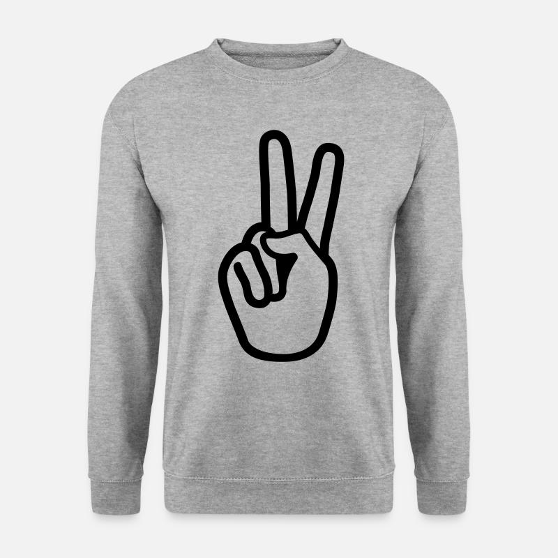 Hand Peace - Unisex Pullover - Weißgrau meliert