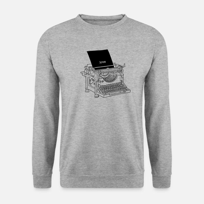 Schreibmaschine schwarz / write about love - Unisex Pullover - Weißgrau meliert