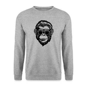 Affe Affen Affengesicht - Unisex Pullover - Weißgrau meliert - Vorne - Alina (178cm) & Michal (187cm)