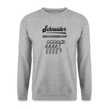 Schneider Chef Selbstständigkeit Firma Gründen - Unisex Pullover - Weißgrau meliert - Vorne - Alina (178cm) & Michal (187cm)