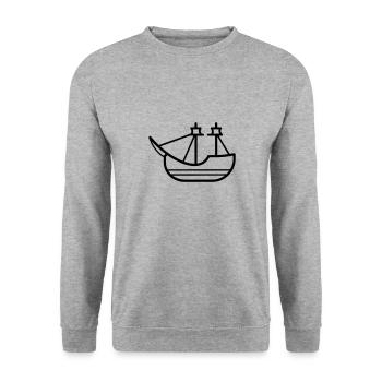 Piratenschiff - Unisex Pullover - Weißgrau meliert - Vorne - Alina (178cm) & Michal (187cm)