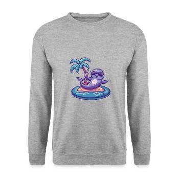 Dolphin Summer Beach Comic - Unisex Sweatshirt - salt & pepper - Front - Alina (178cm) & Michal (187cm)