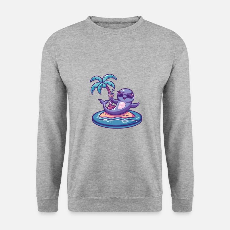 Delfin Sommer Strand Comic - Unisex Pullover - Weißgrau meliert